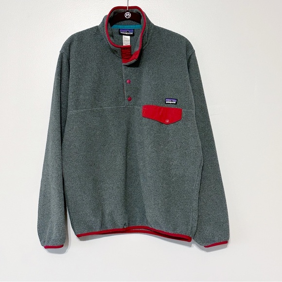 Patagonia Other - Patagonia Men’s Lightweight Synchilla Snap-T Fleece Pullover Size Small Gray Red